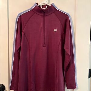 Masters Tech - Burgundy Activewear Top with purple retro stripes on the sleeve